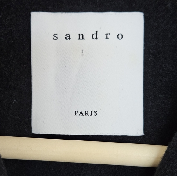 Sandro Versaille Embellished Sequined Wool Blend Black Jacket in Noir Small - Picture 11 of 16